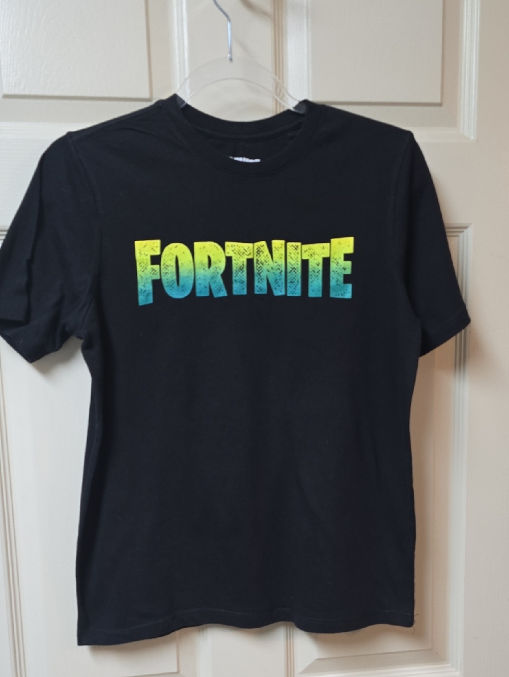 Fortnite | Boy's | Black | Graphic Tee with Yellow-Teal Logo | Size XL